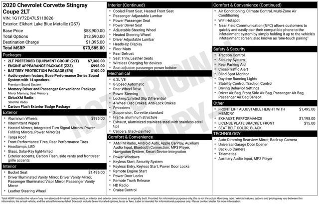 2020 Chevrolet Corvette 2LT
