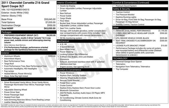 2011 Chevrolet Corvette Z16 Grand Sport w/3LT