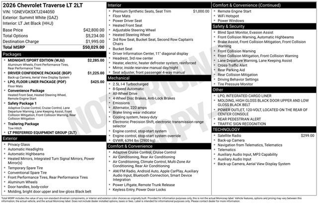 2026 Chevrolet Traverse AWD LT