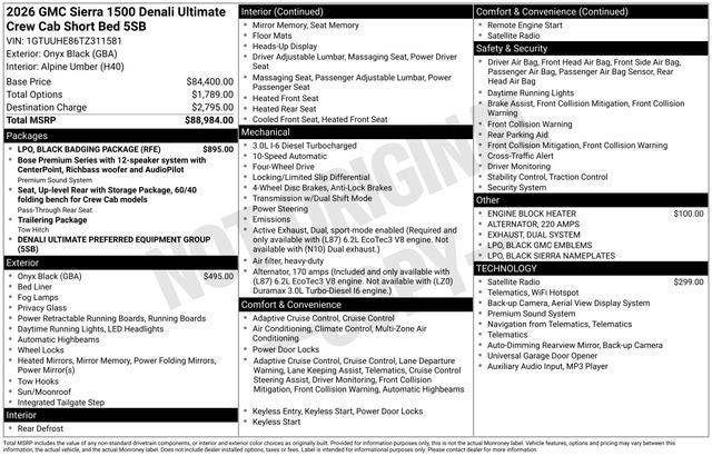 2026 GMC Sierra 1500 Denali Ultimate