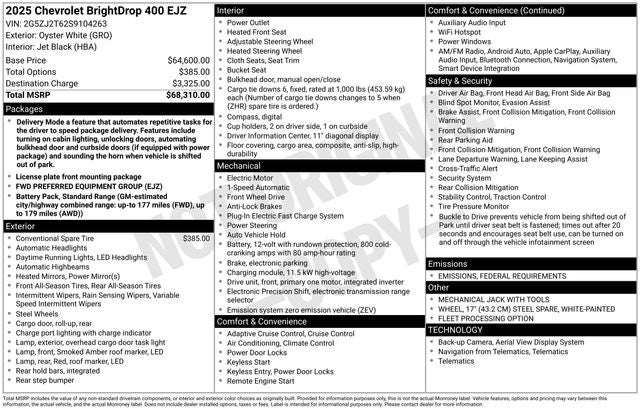2025 Chevrolet BrightDrop 400 eFWD 400