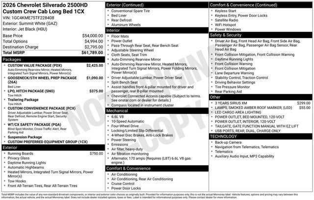 2026 Chevrolet Silverado 2500HD 4WD Crew Cab 172" Custom