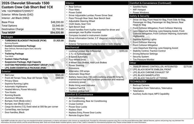 2026 Chevrolet Silverado 1500 4WD Crew Cab 147" Custom