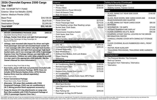 2026 Chevrolet Express Cargo Van Work Van