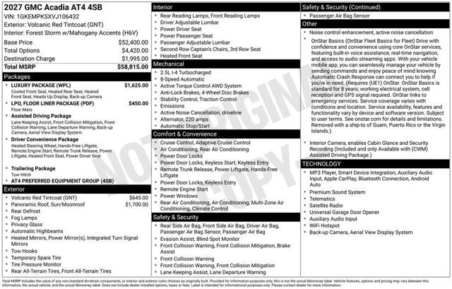 2027 GMC Acadia AWD AT4