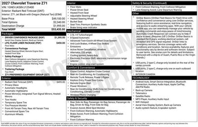 2027 Chevrolet Traverse AWD Z71