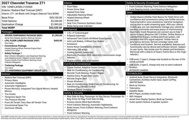 2027 Chevrolet Traverse AWD Z71