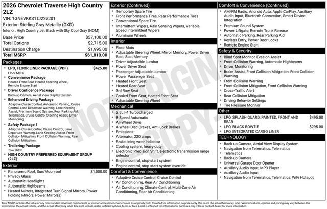 2026 Chevrolet Traverse AWD High Country