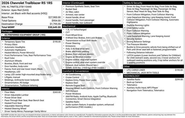2026 Chevrolet Trailblazer RS
