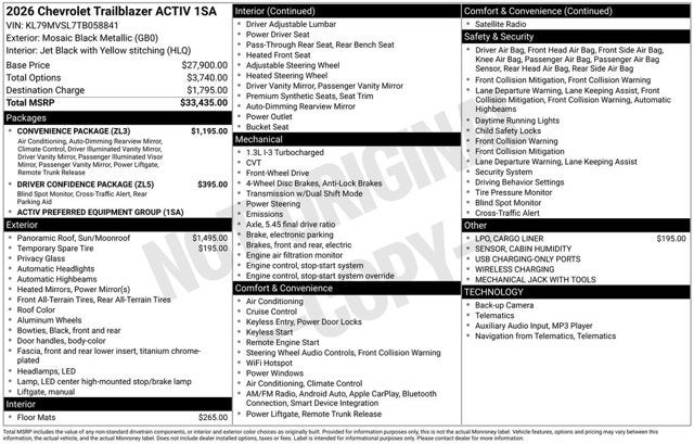 2026 Chevrolet Trailblazer ACTIV